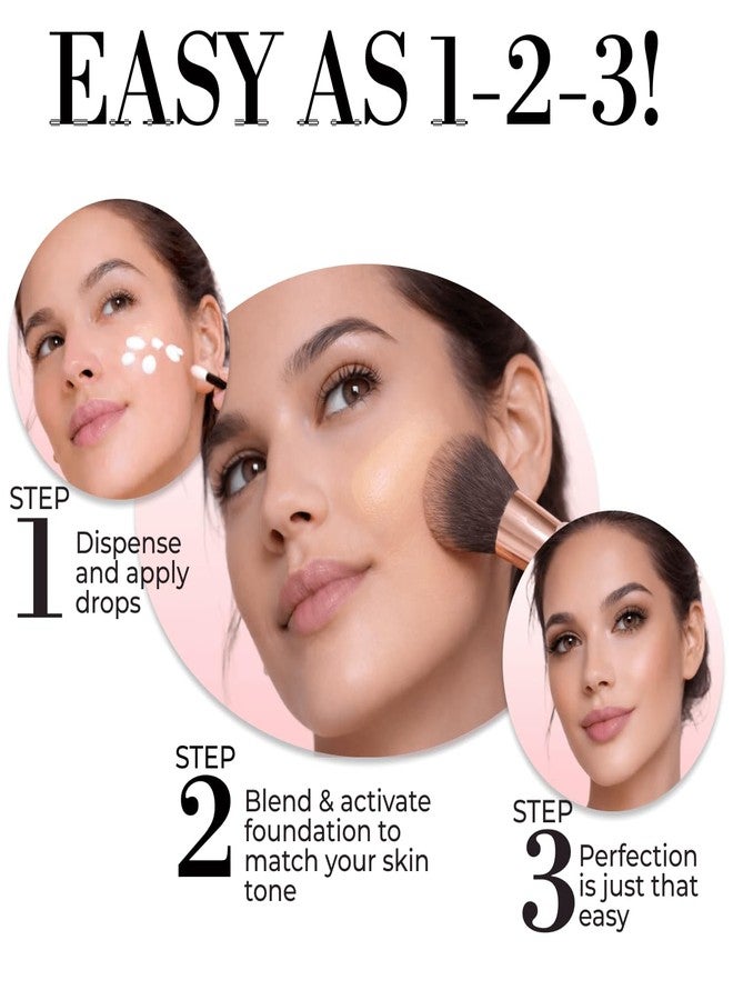 LUMINESS Liquid Mirage 3PC Kit - Color Changing Foundation with SPF 50 Primer & Makeup Brush, Hydrating & Lightweight Face Makeup, 4 in 1 Liquid Foundation, Concealer & Moisturizer (02 Medium) - Image 3